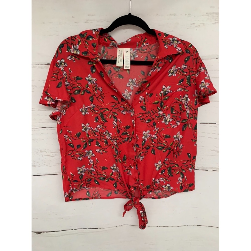 Midnight Sky Red Crop Blouse